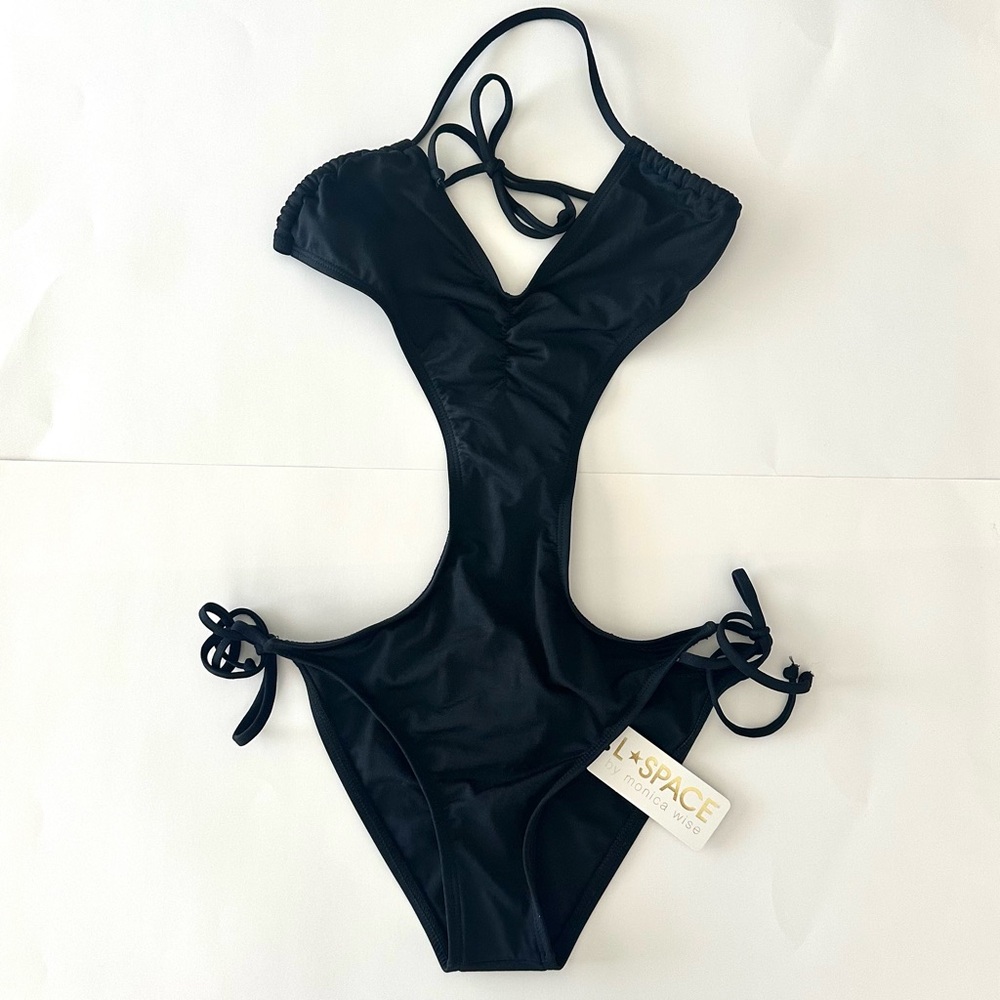 NWT L*Space black one piece swimwear, women’s size M